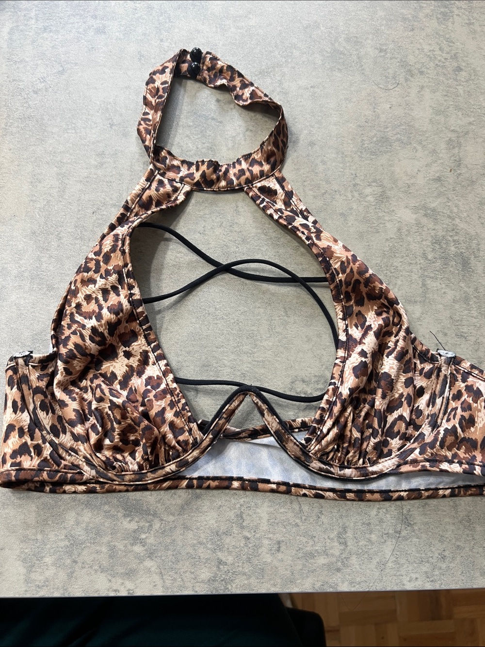 SHEIN Leopard Print Halter Bralette in Brown & Black